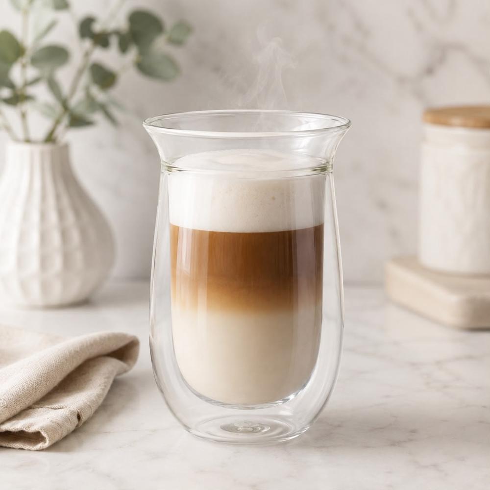 6 Vasos de Vidrio Borosilicato Doble Fondo 250 ml