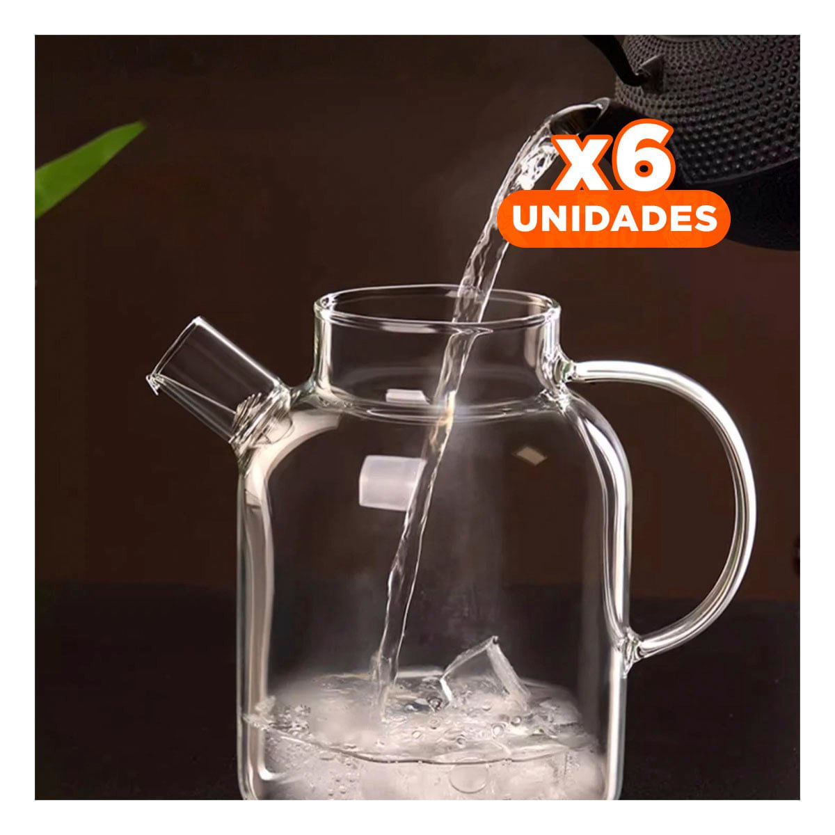Pack6 Contenedor para Liquidos 1.5L con Tapa de Madera y Filtro en Pico Facil de Usar