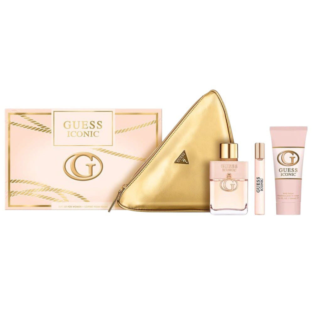 SET DE PERFUME Y CREMA GUESS ICONIC 100ML CON ESTUCHE DORADO