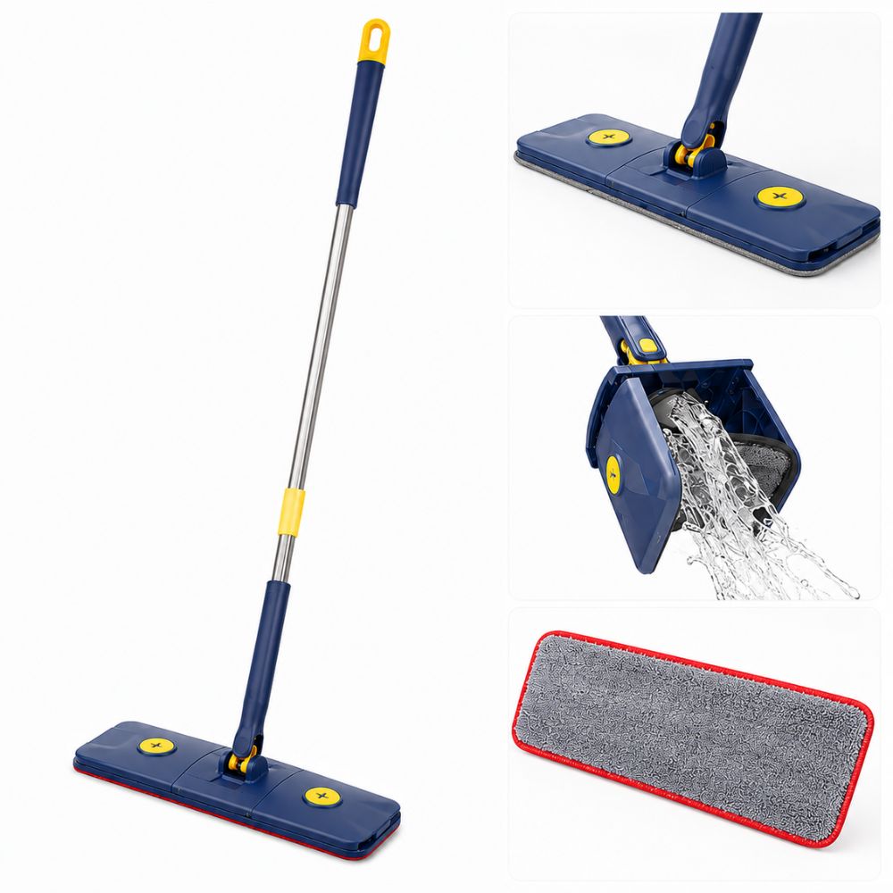 Trapeador Plano Autolimpiante con Microfibra Exprime sin Contacto Mopa 360 grados