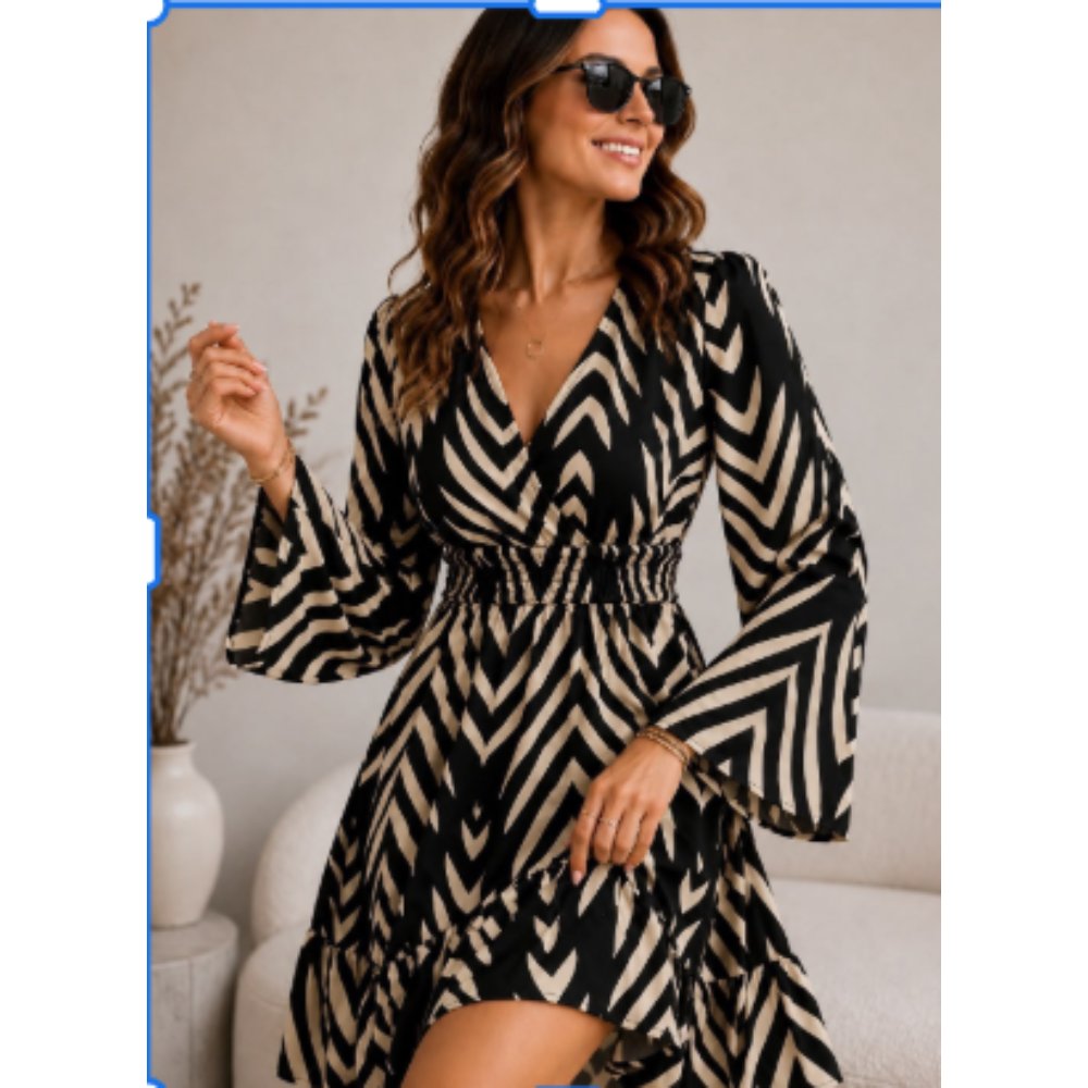 Vestido Rayas Seda Italian Negro L
