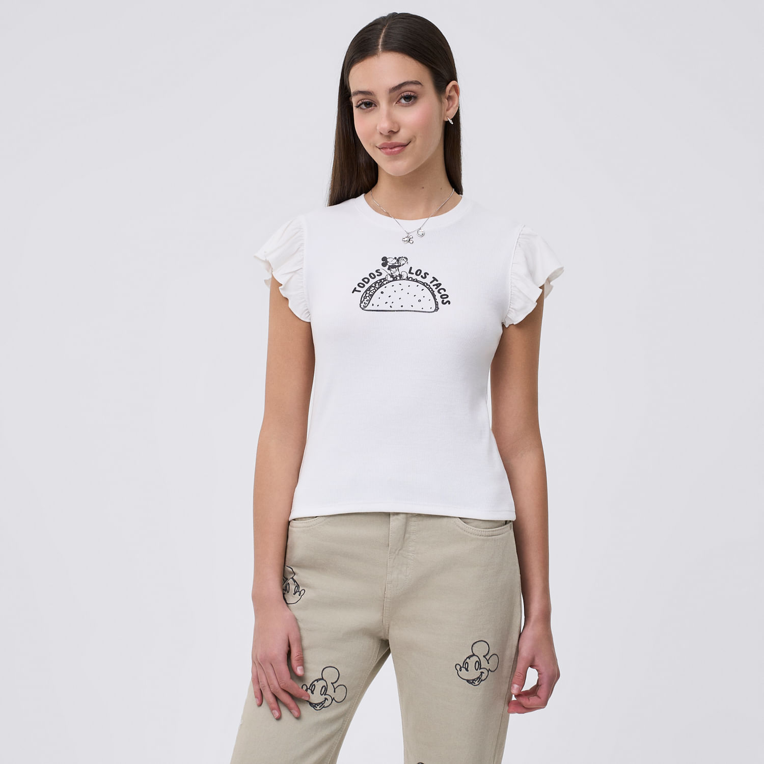 Polo Mujer Tacos Disney Manga Corta Blanco S