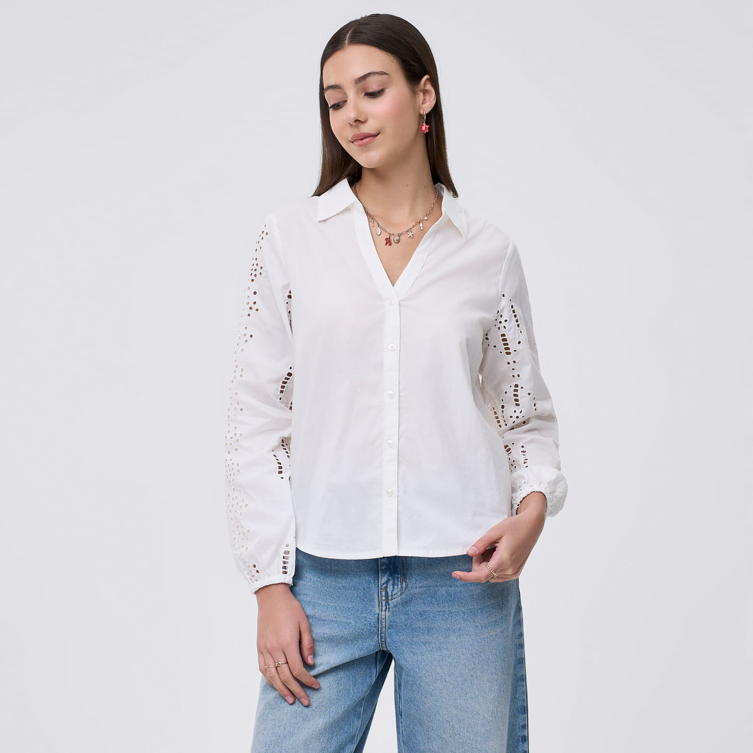 Blusa Mujer Sleeve Amc Manga Larga Blanco S
