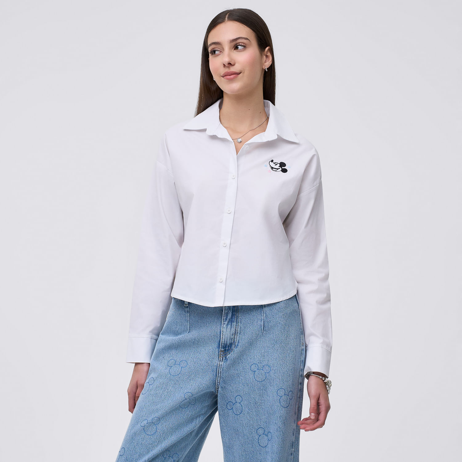 Blusa Mujer Crop Star Disney Manga Larga Blanco L