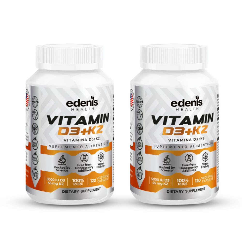 Pack 2 Vitaminas D3 K2 Edenis Health 120 Cápsulas
