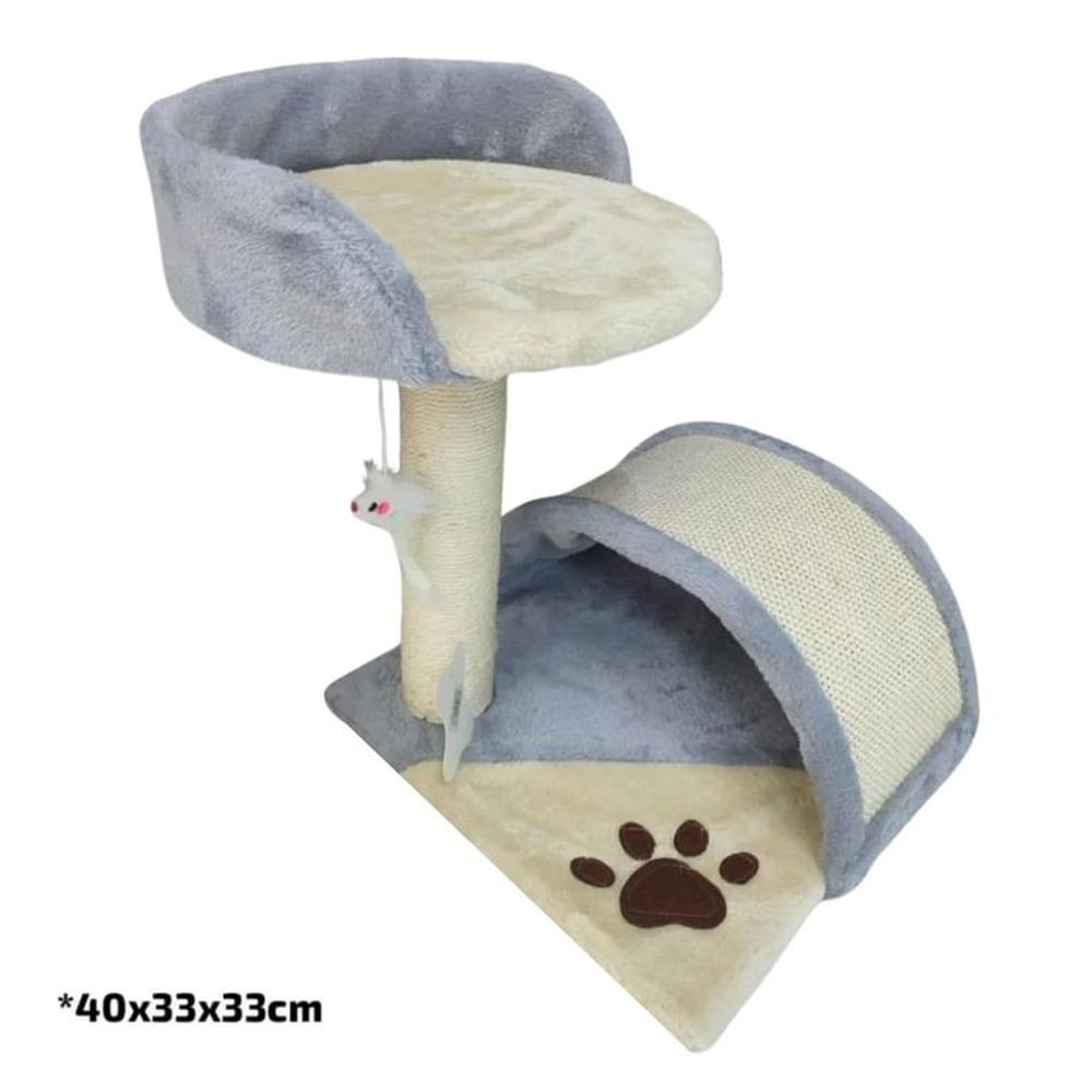 Gimnasio Rascador De Gato 2 Niveles 40 X 33 X 33 Cm Gris acero