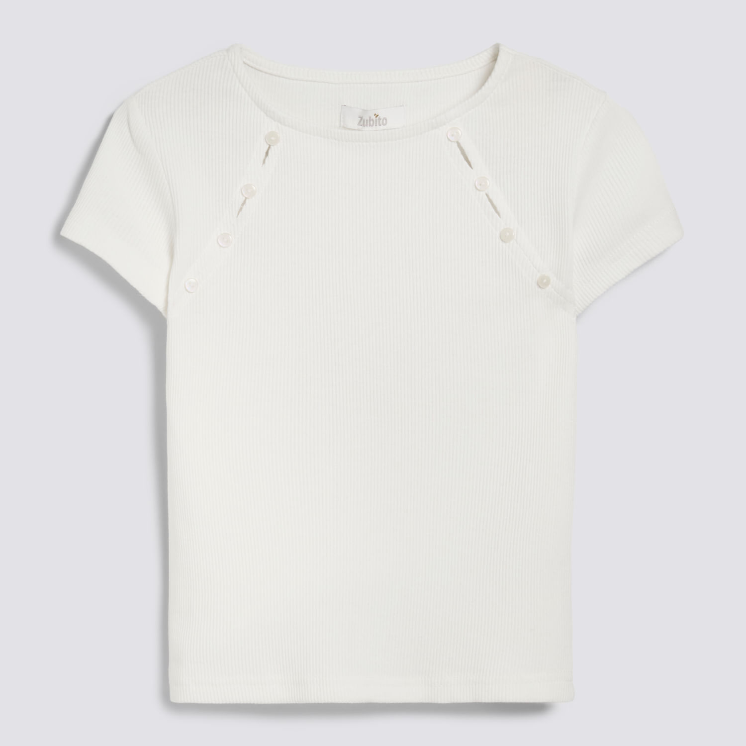 Polo Manga Corta Teen Niña Rib Botones Zubito Blanco Talla 14