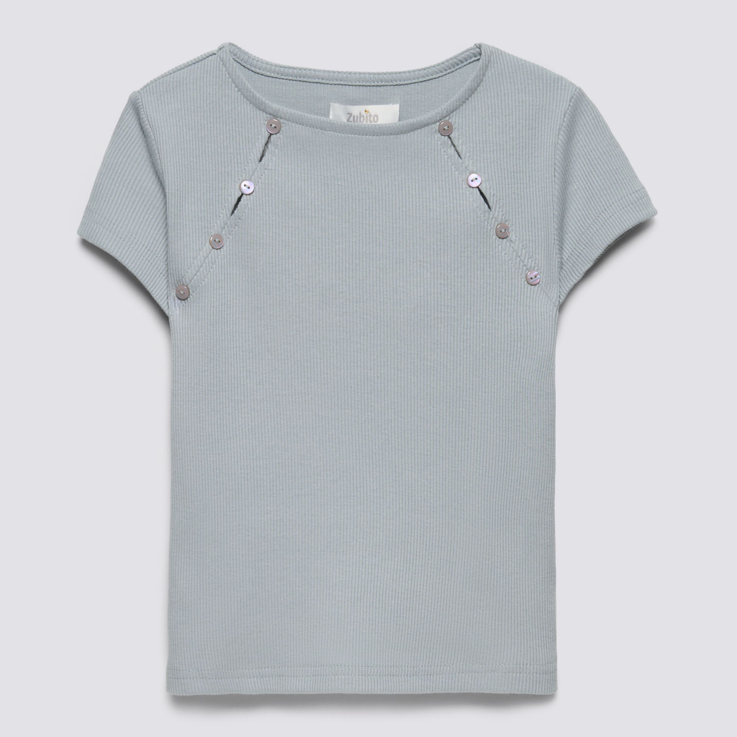 Polo Manga Corta Teen Niña Rib Botones Zubito Celeste Talla 16