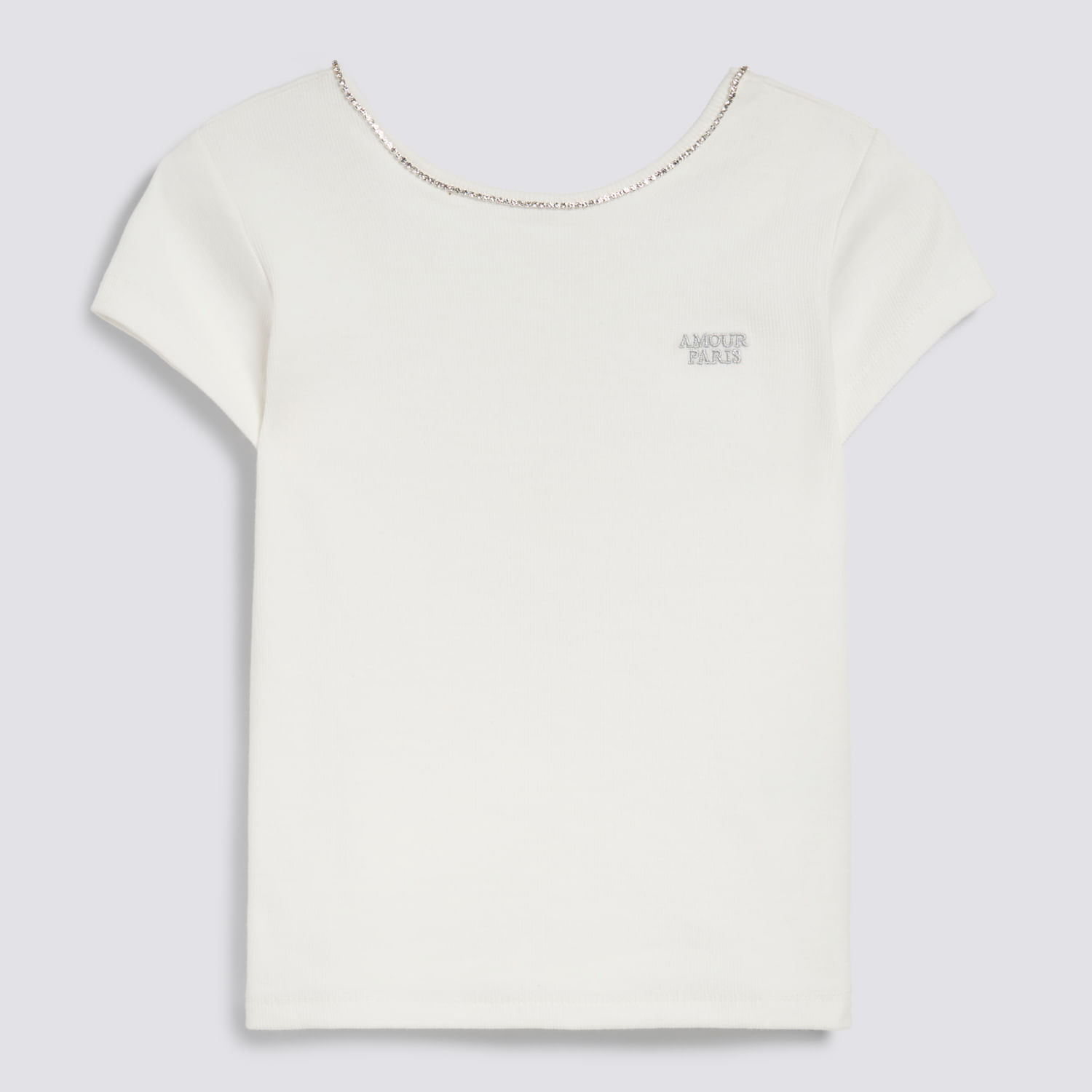 Polo Manga Corta Teen Niña Cute Neck Brillos Zubito Ecru Talla 16X