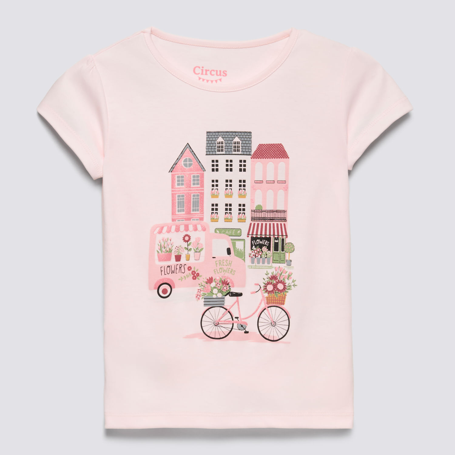 Polo Manga Corta Niña Gamuzado Circus Rosado Talla 10