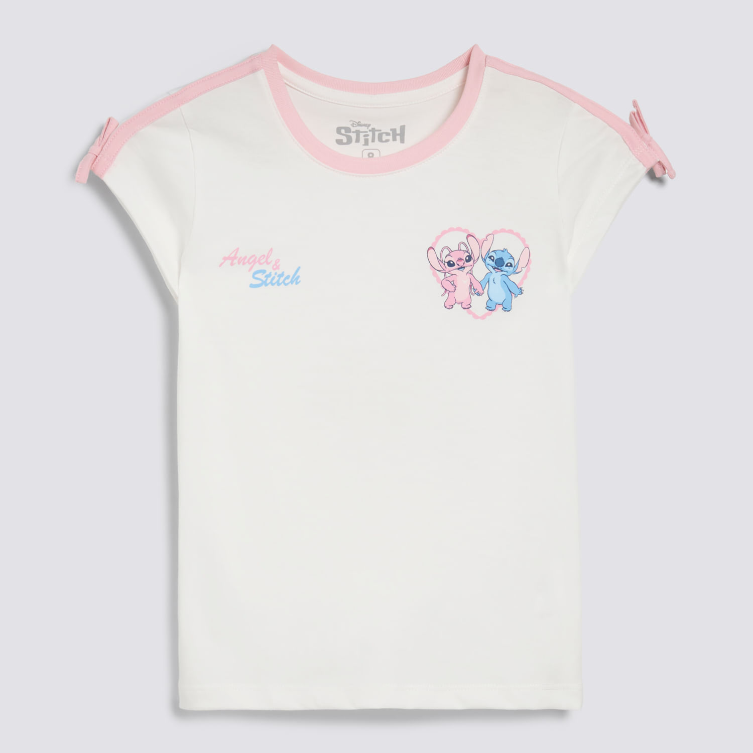 Polo Manga Corta Niña Doble Lazo Stitch Marfil Talla 4
