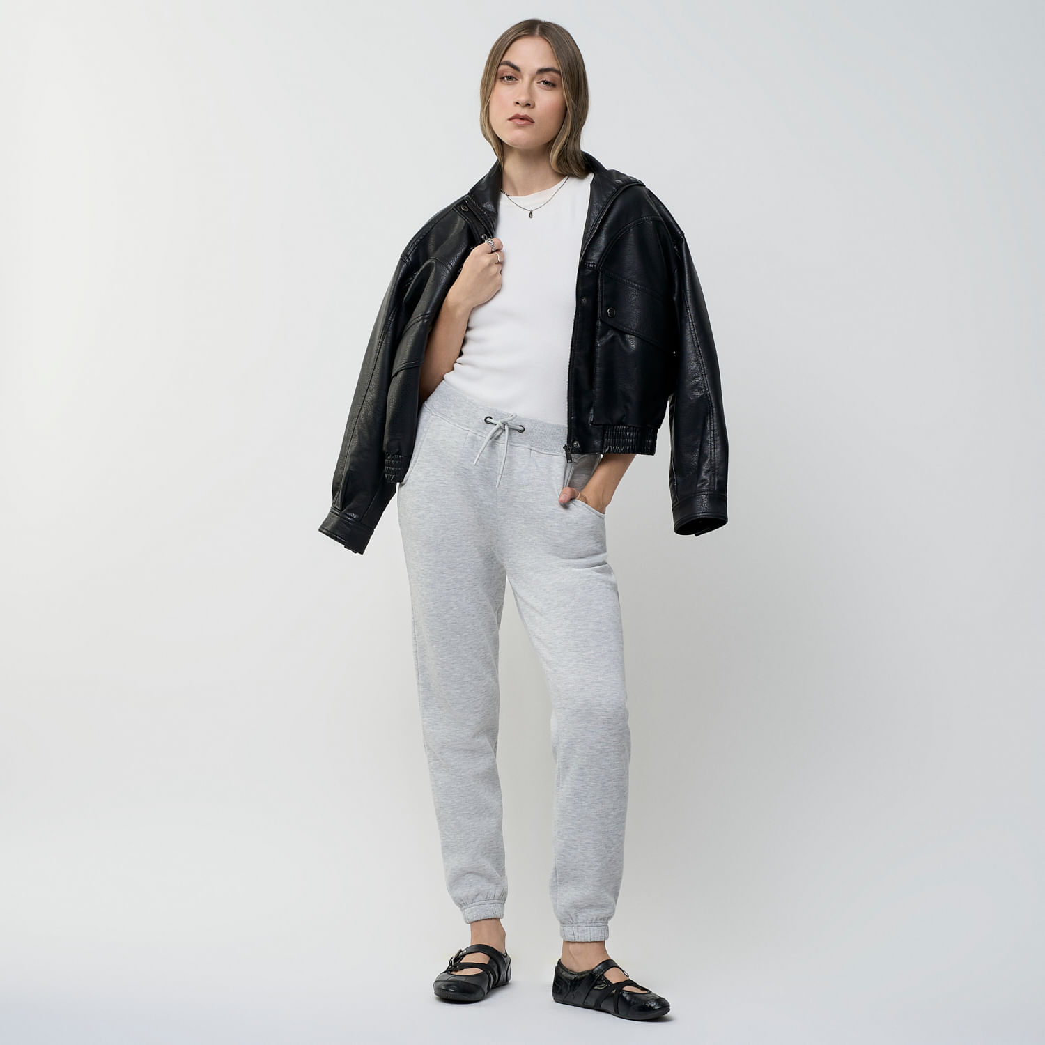 Pantalón Buzo Mujer Jogger Puller Hypnotic Gris Claro S