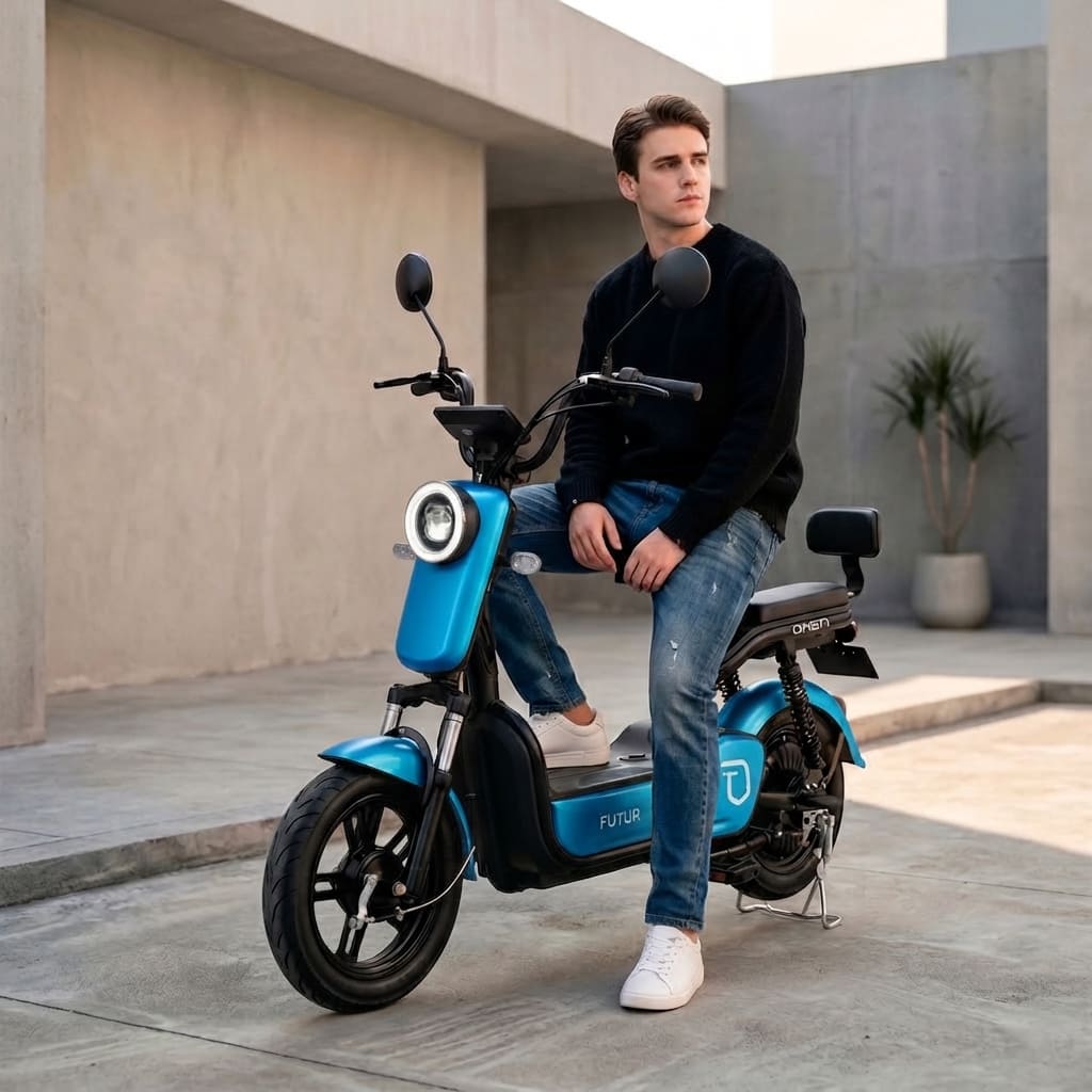 Bicimoto Eléctrica OXEN de Litio. 25kmh. 35km.350W Azul Metálico
