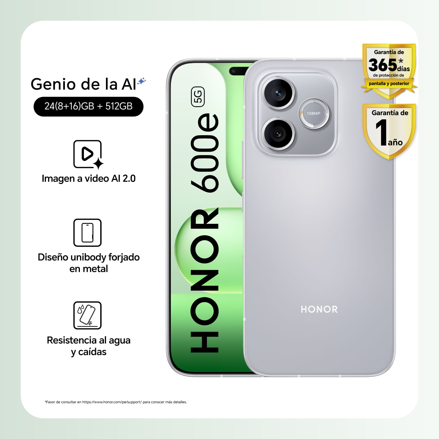 Celular Honor 600e 8GB+512GB Velvet Grey