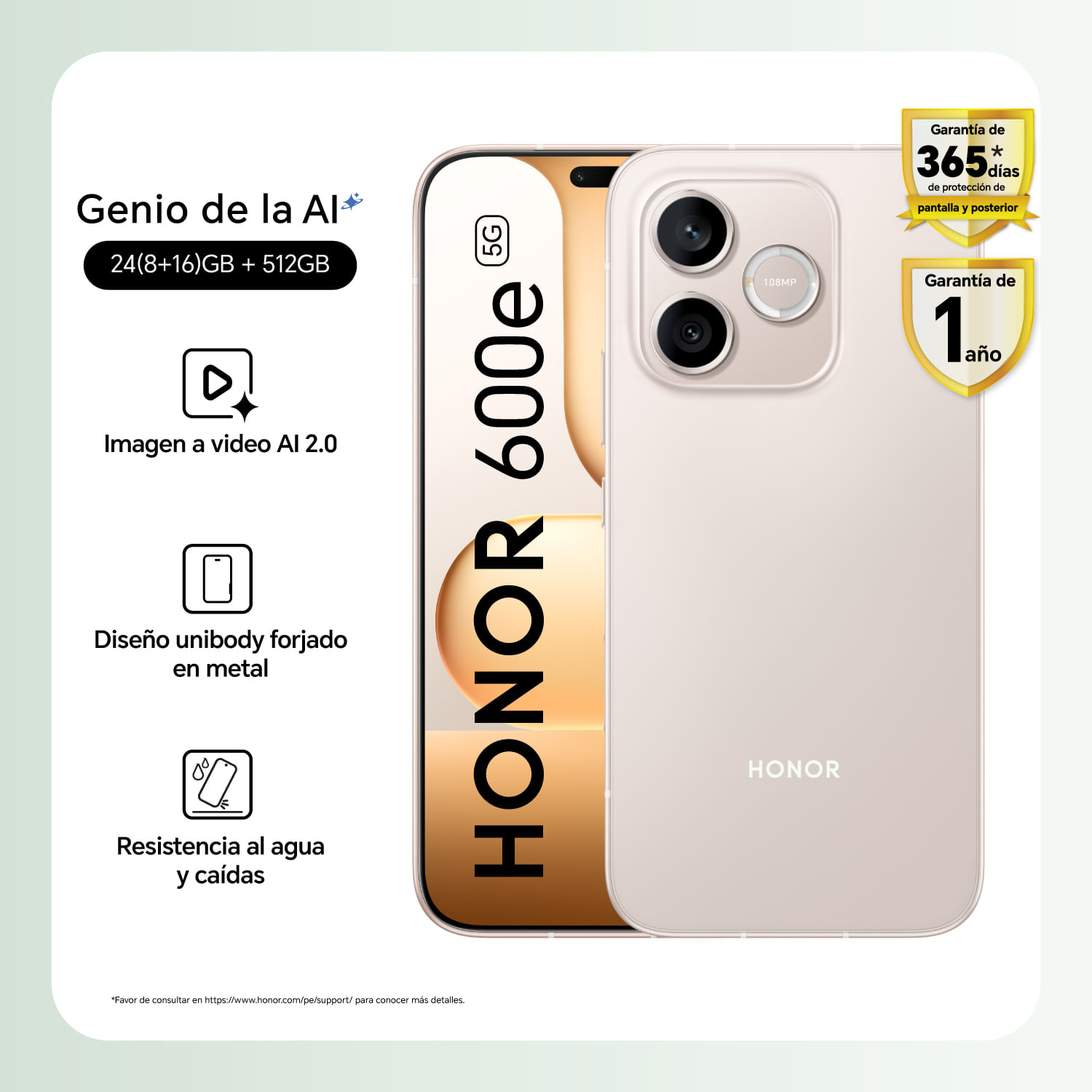 Celular Honor 600e 8GB+512GB Desert Gold