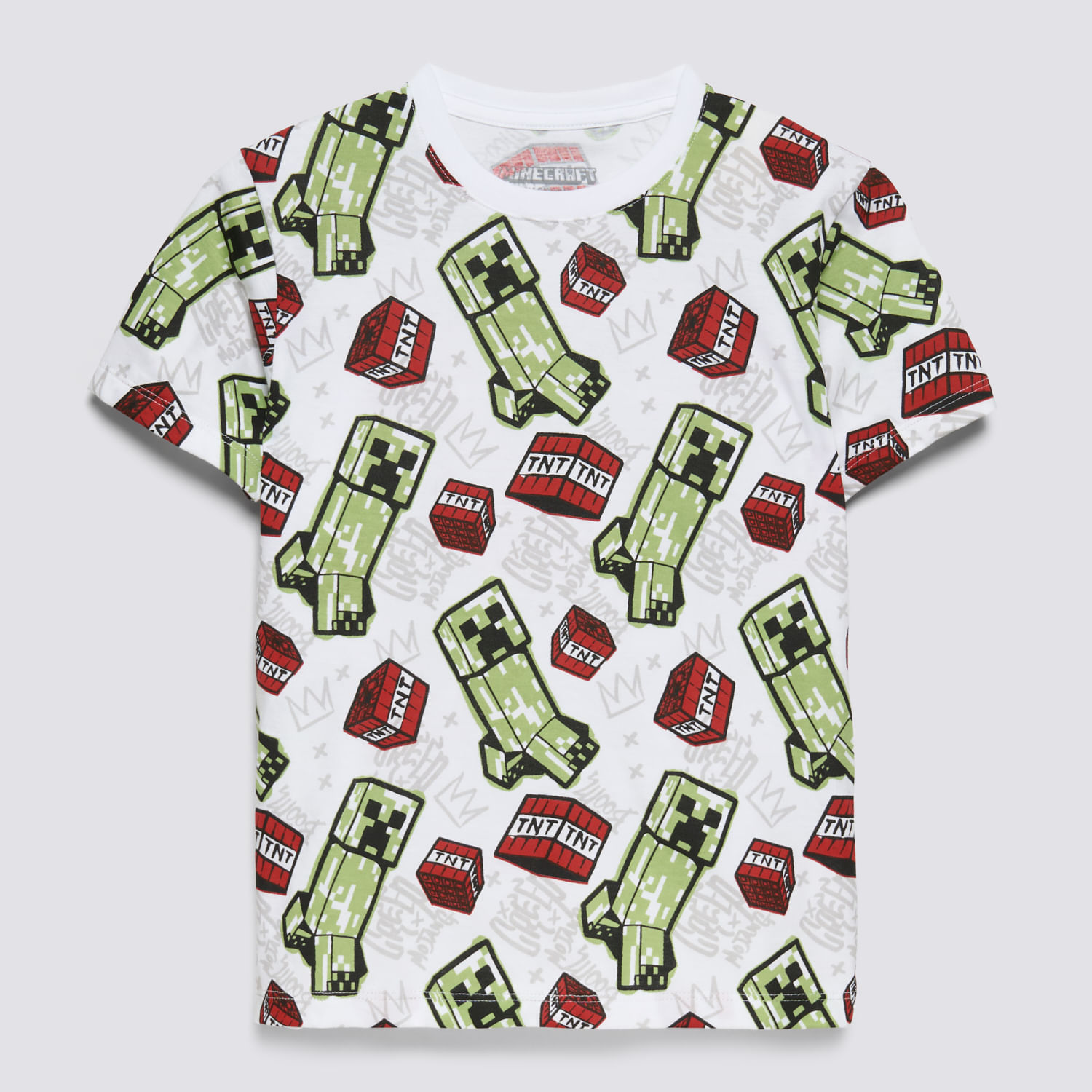 Polo Manga Corta Niño Mnc-0219 Minecraft Blanco Talla 10