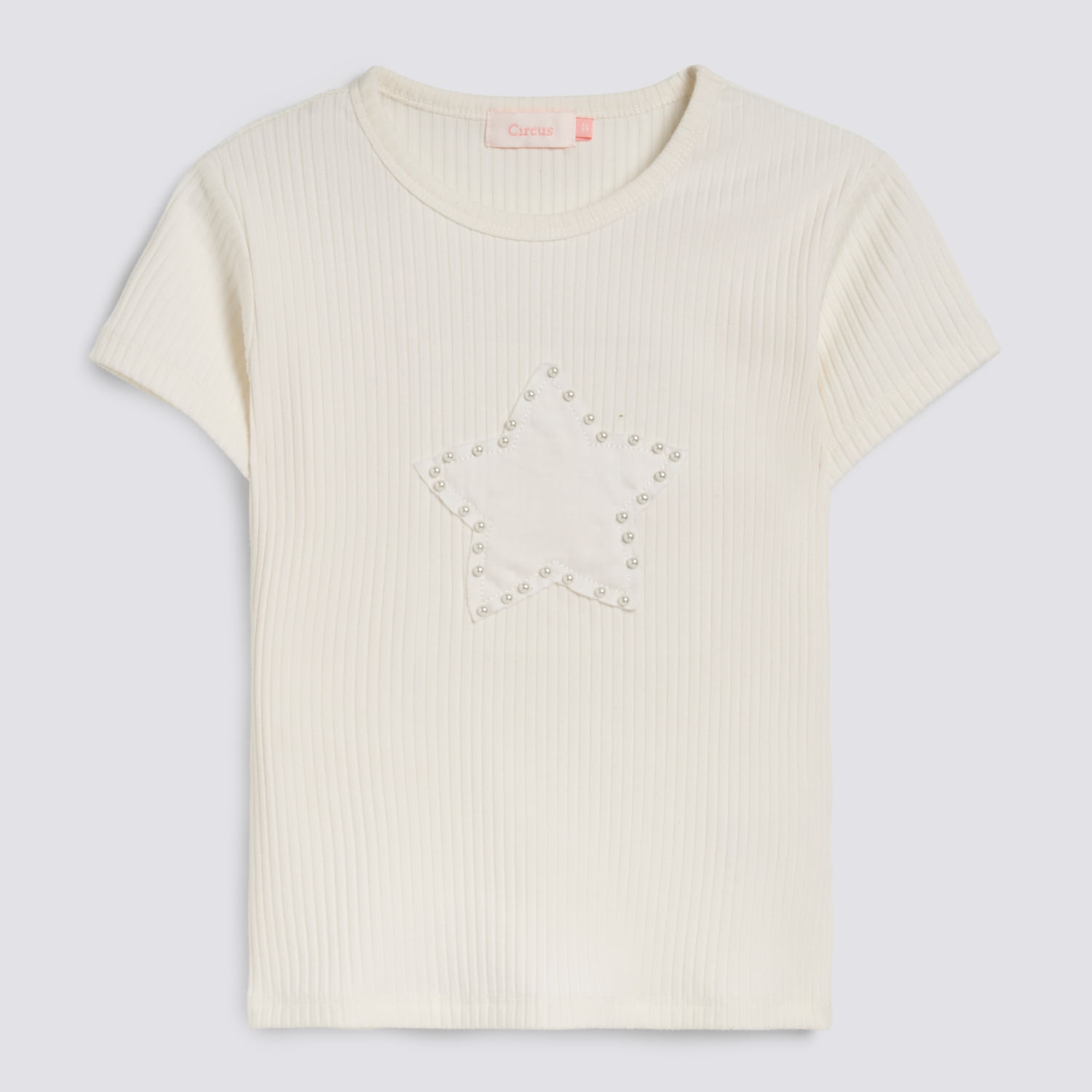 Polo Manga Corta Niña Aplicación Perlas Circus Beige Talla 4