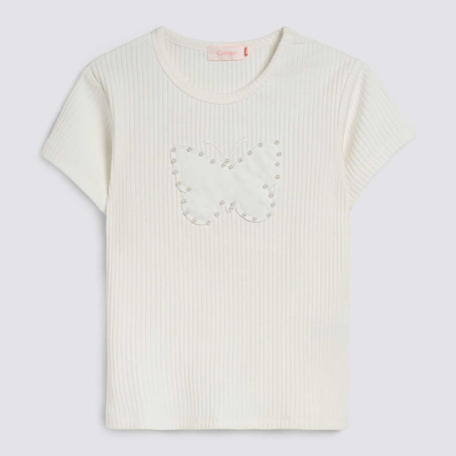 Polo Manga Corta Niña Aplicación Perlas Circus Blanco Talla 8
