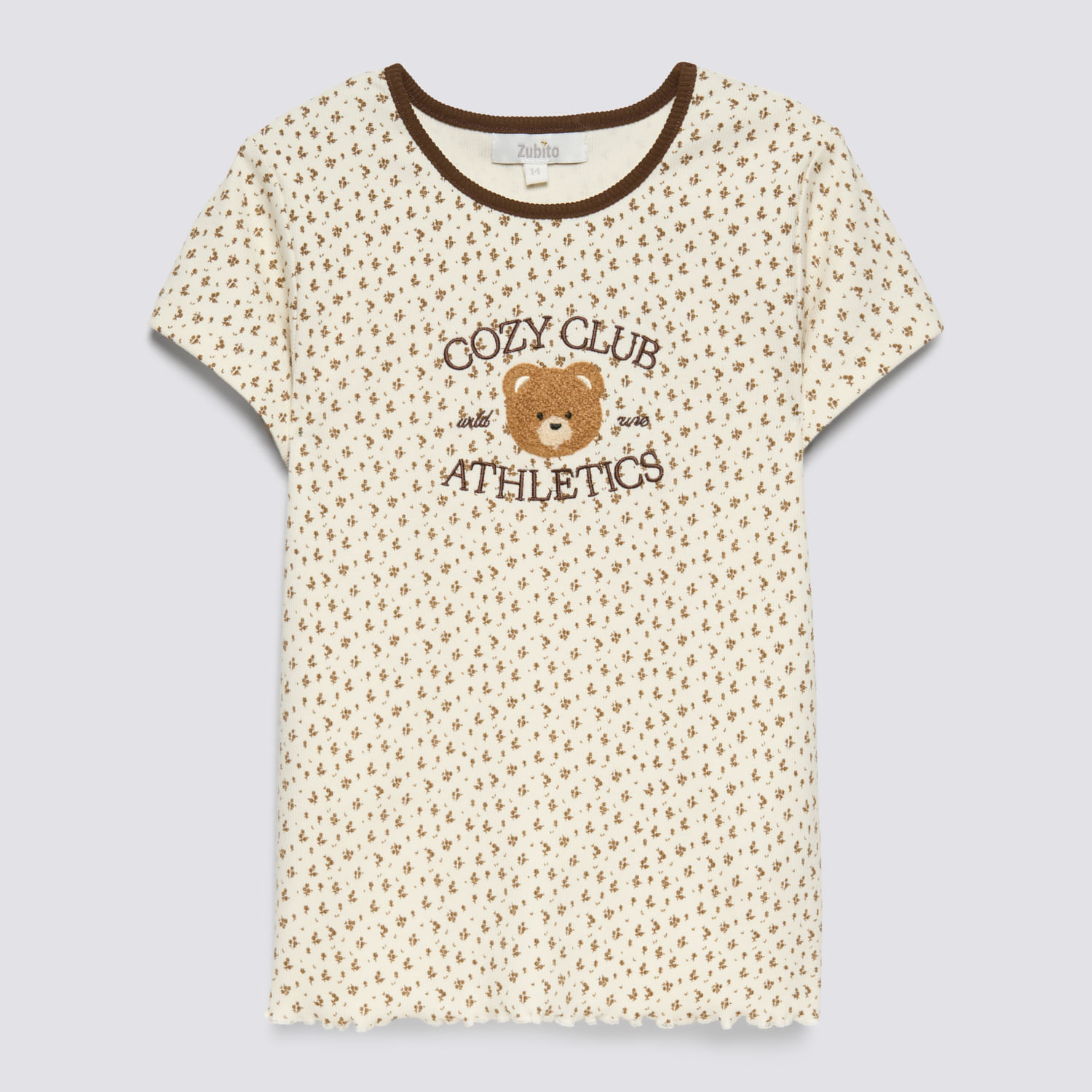Polo Manga Corta Teen Niña Cute Rib Aplicación Zubito Beige Talla 14