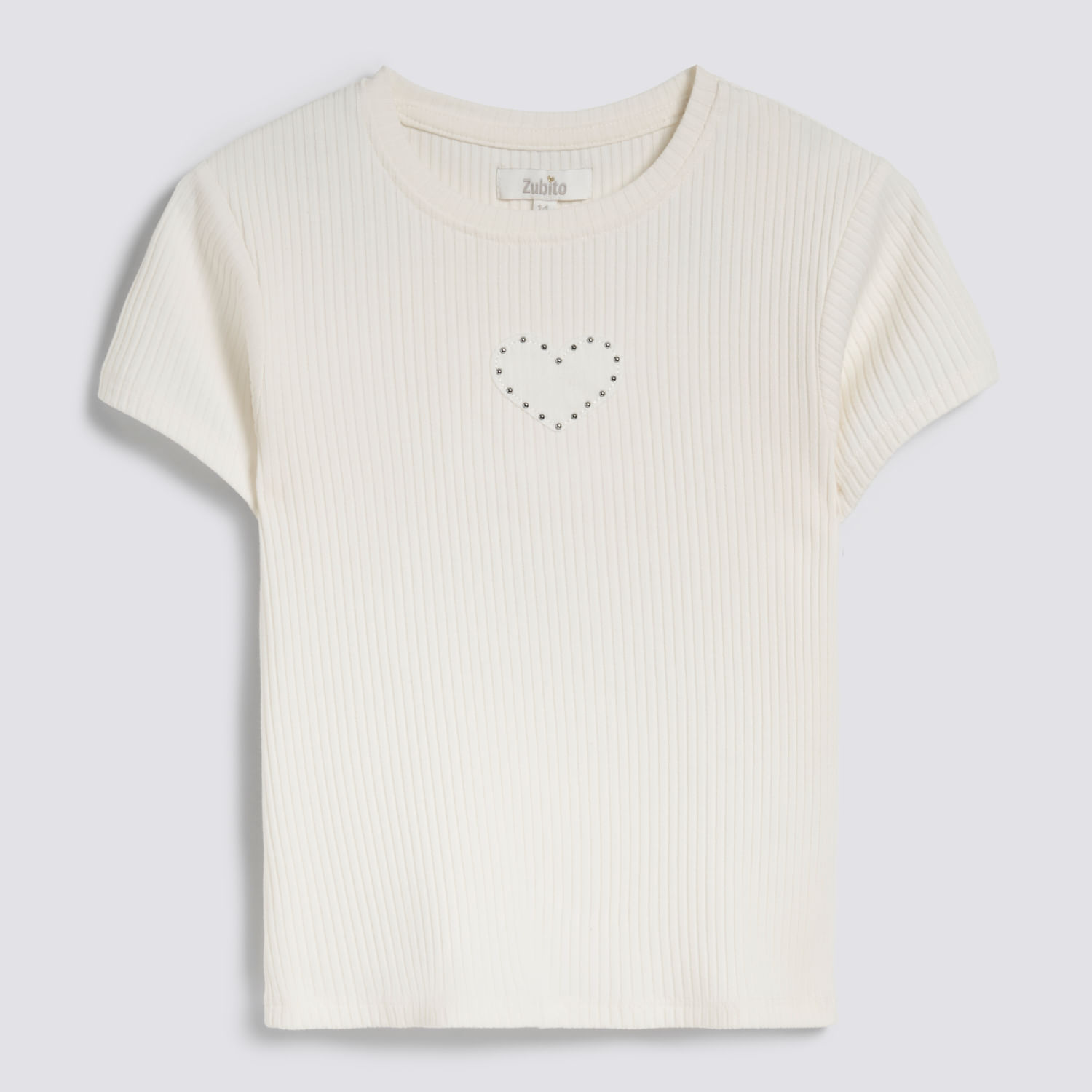 Polo Manga Corta Teen Niña Rib Parche Zubito Ecru Talla 14