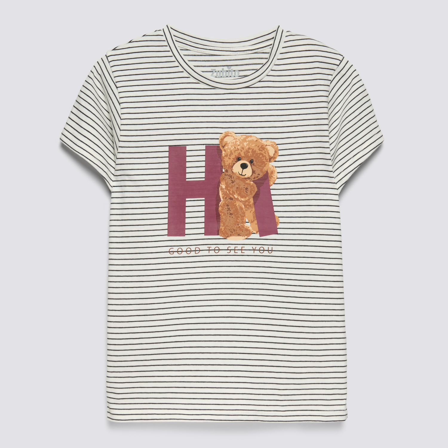 Polo Manga Corta Teen Niña Rayas Print Zubito Ecru Talla 16