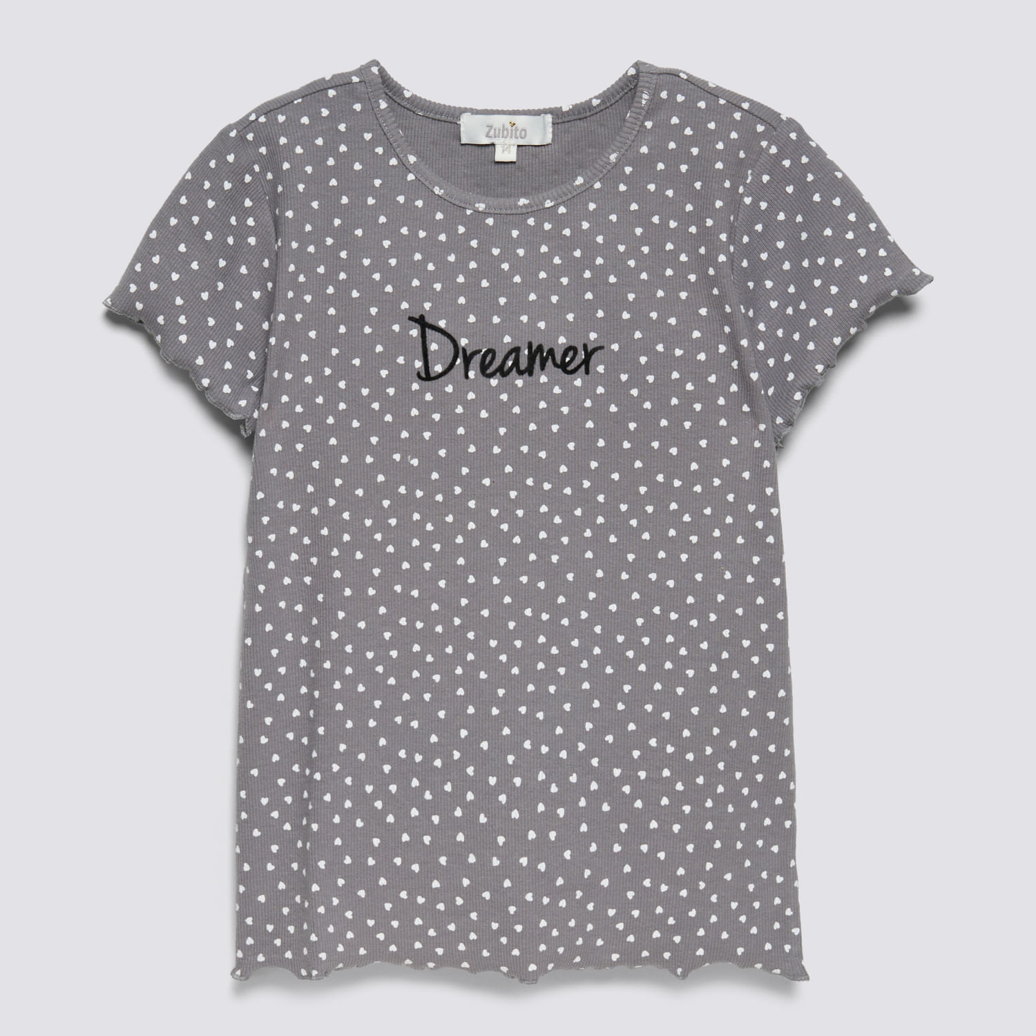Polo Manga Corta Teen Niña Full Print Frase Zubito Charcoal Talla 16
