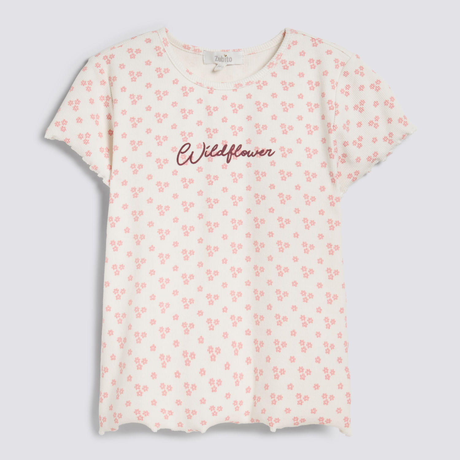 Polo Manga Corta Teen Niña Full Print Frase Zubito Ecru Talla 14