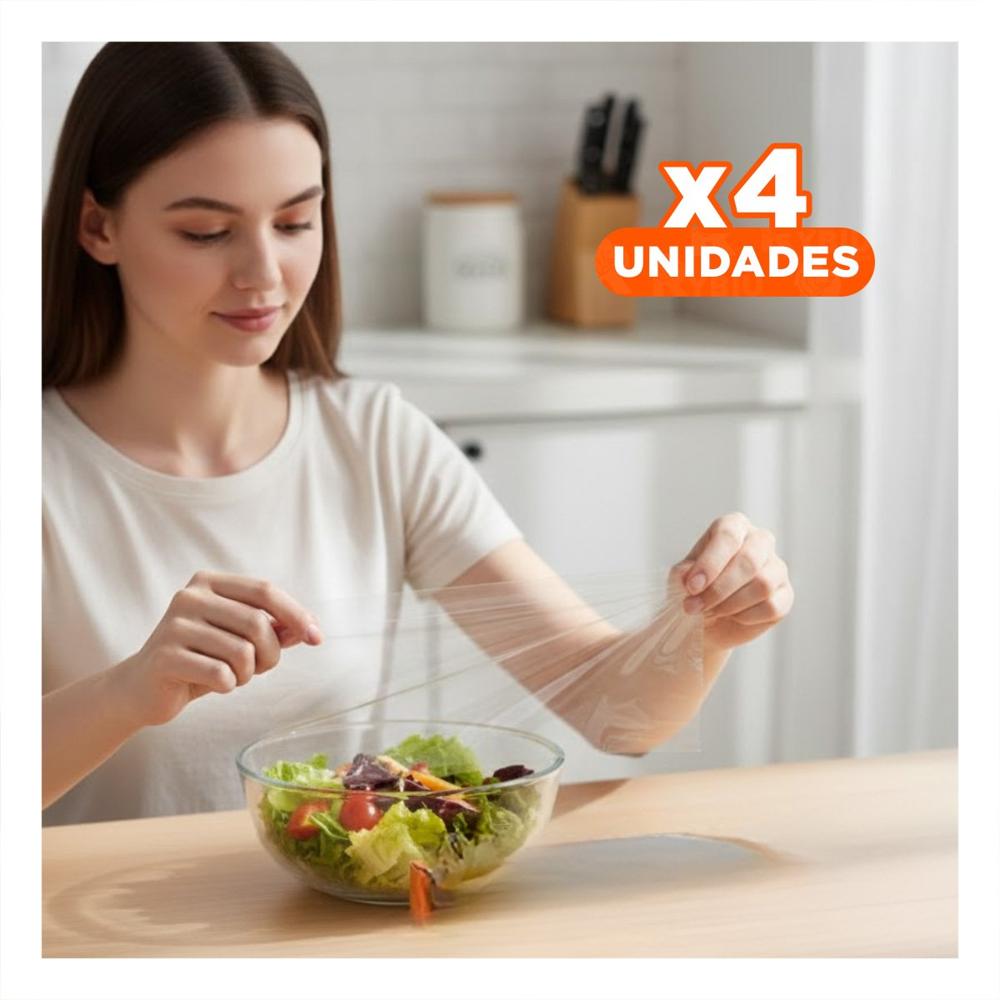 Pack4 Sellador Film Transparente para Alimentos 20m x 30cm Hogar Y Papel Regalo