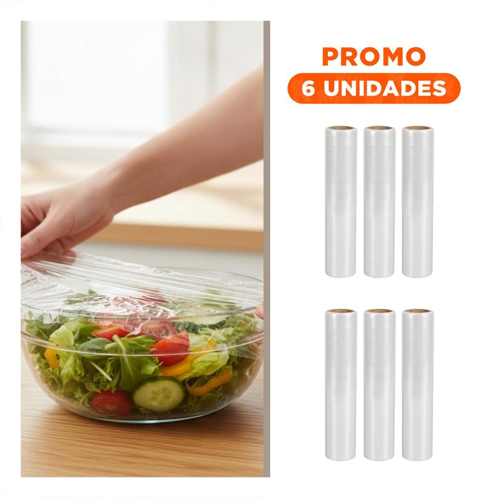 Pack6 Cobertura Film Transparente para Alimentos 20m x 30cm Cocina Y Regalo Sticker
