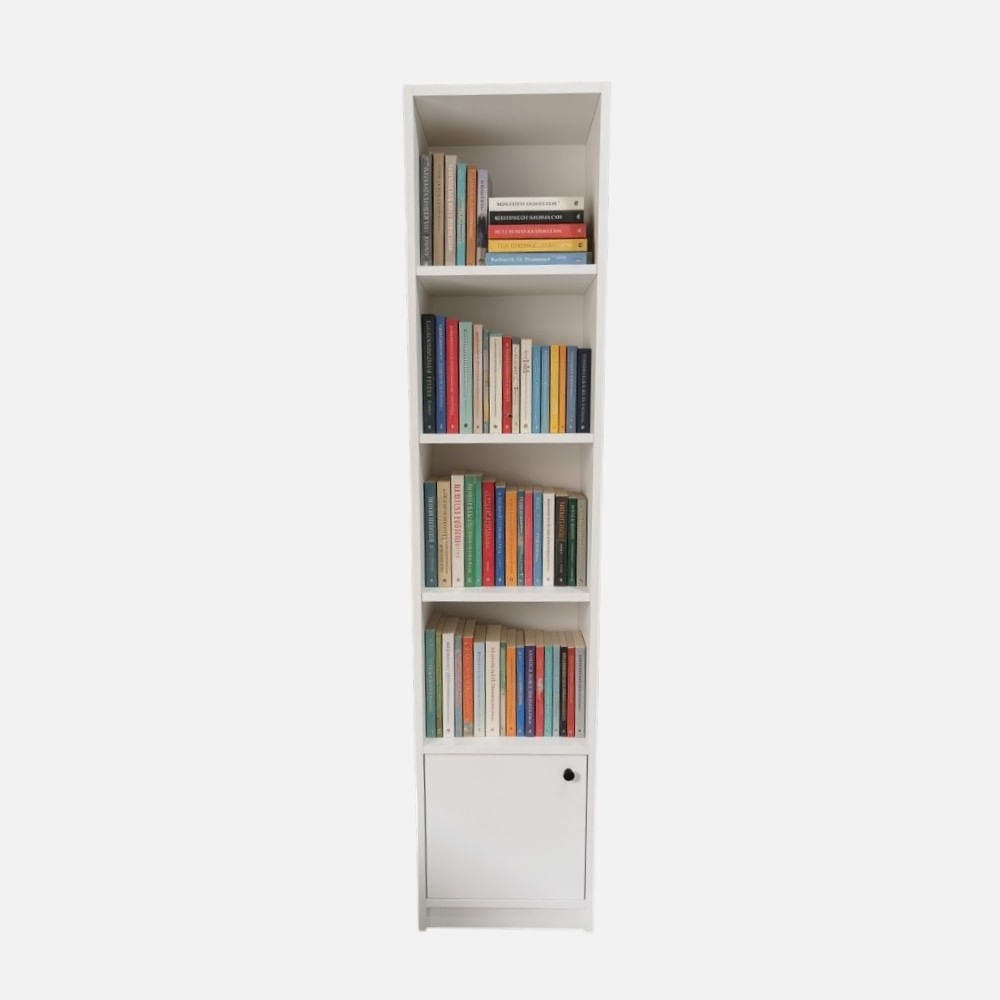 Estante Librero Organizador Vertical Con Puerta Blanco
