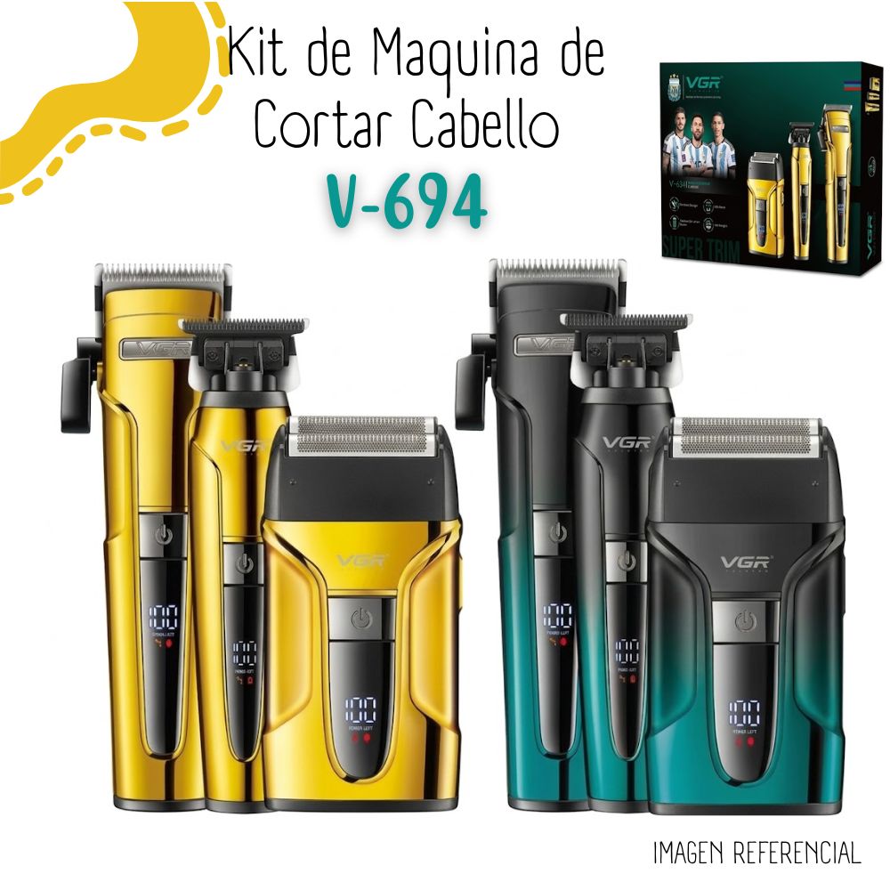 Kit VGR Cortadora de Pelo con Trimmer y Shaver 3en1 inalámbrico V-694