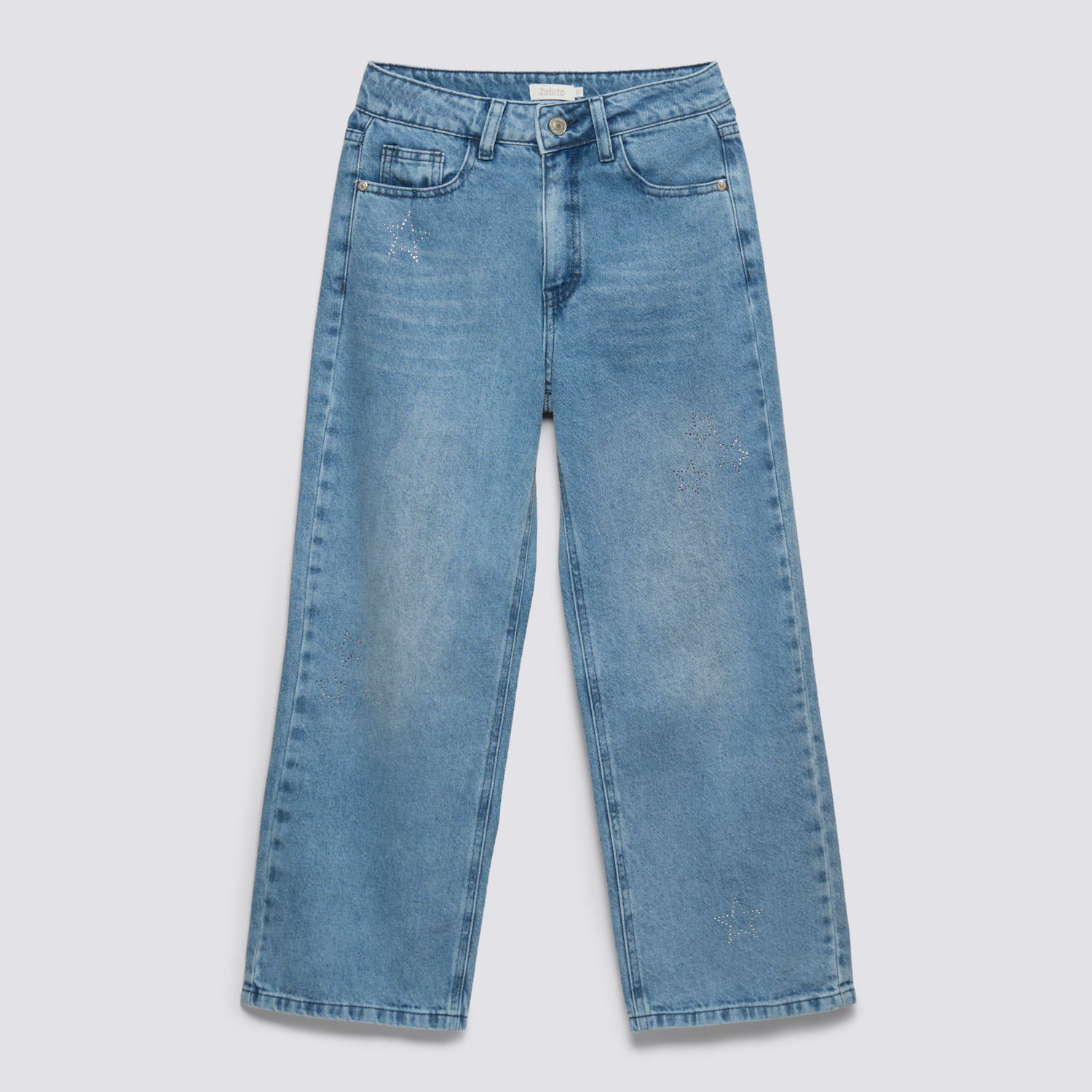 Jean Teen Niña Cute Wide Star Zubito Celeste Talla 16