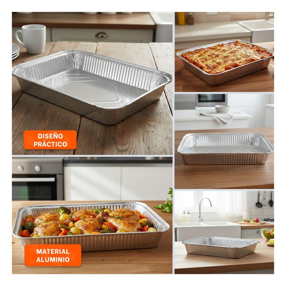 Fuente de aluminio descartable 55x35cm plateado para eventos y reuniones Y Ligas Regalo