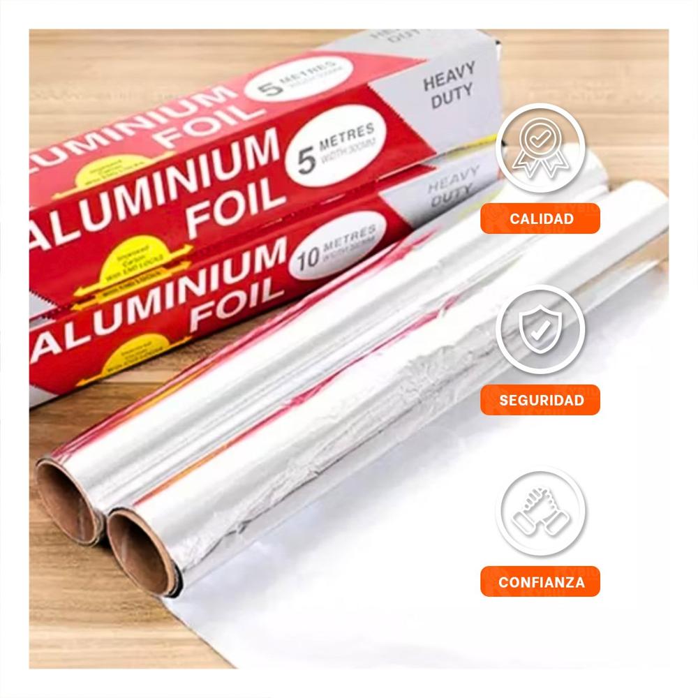 Papel Metalizado Plateado 5m 30cm Para Cocina Y Hogar