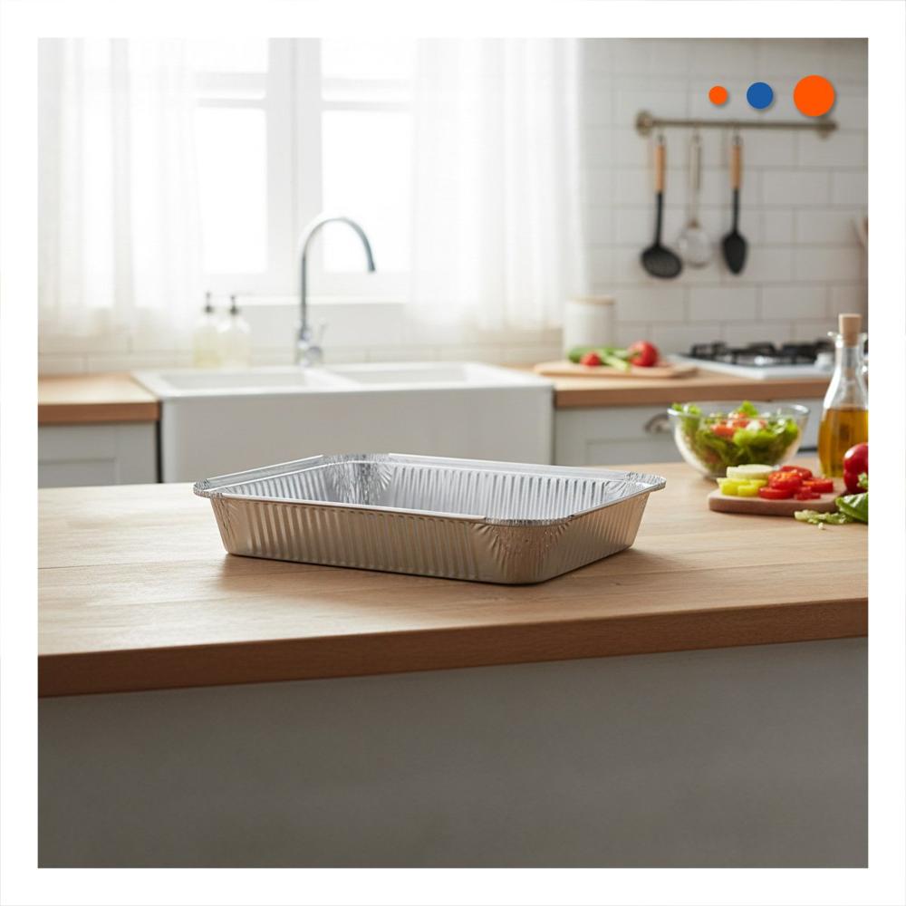 Recipiente de aluminio descartable 55x35cm plateado resistente y facil de usar Y Papel Regalo