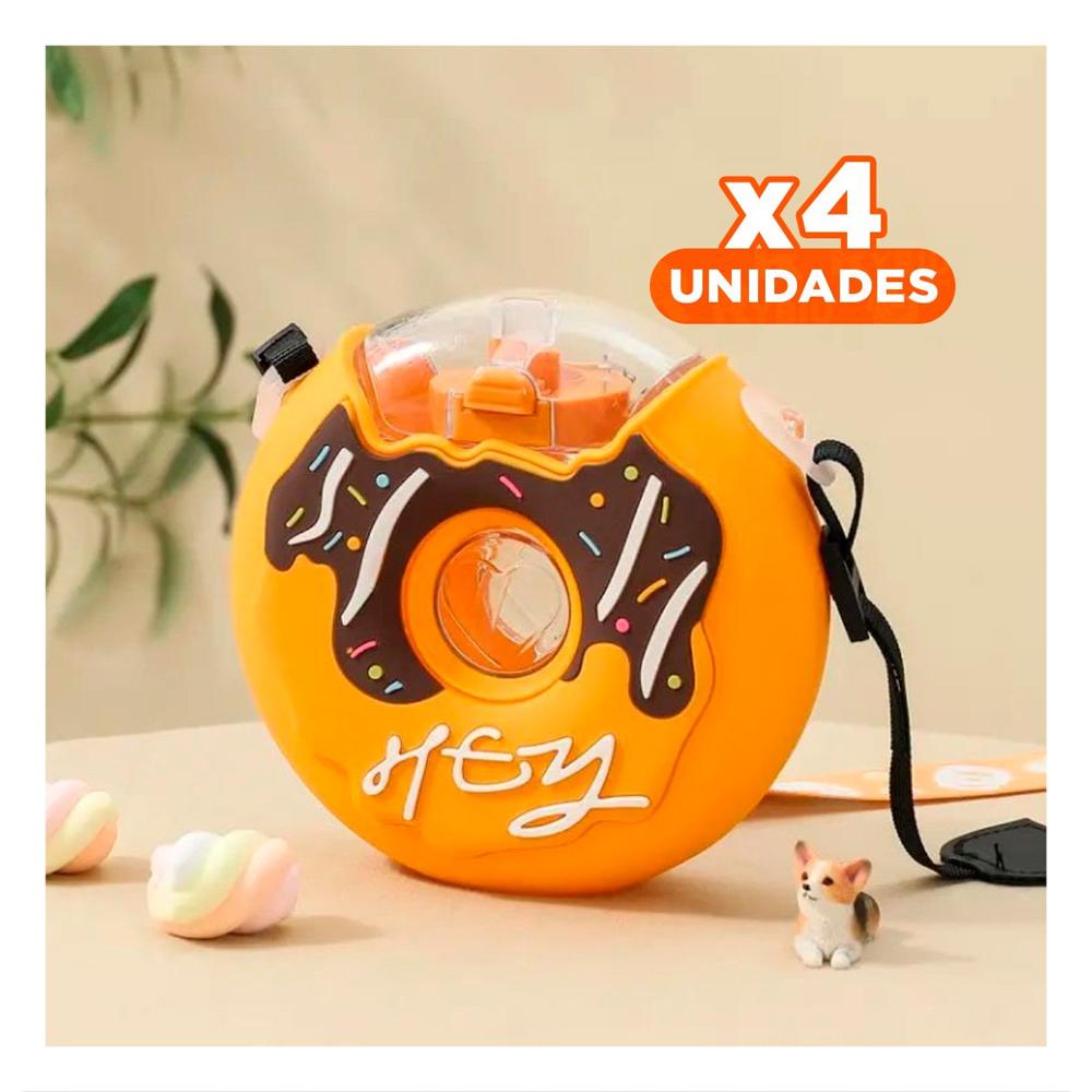 Pack4 Cantimplora Portatil Dona 14x5cm Amarillo Para Agua Y Deportes Y Regalo Sticker