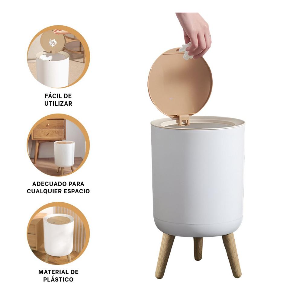 Recipiente Funcional de Basura con Tapa Push y Patitas para el Hogar Y Ligas Regalo