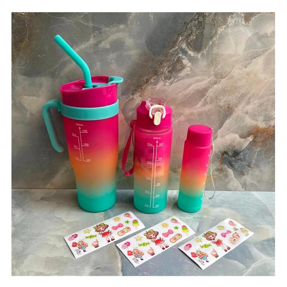 Tomatodo Trio Tricolor 1200ml 800ml 300ml con Sticker 2D Compacto y Seguro Y notas