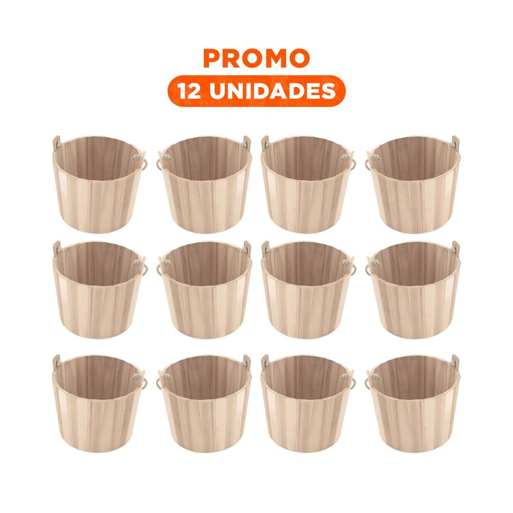 Pack12 Recipiente de Madera Funcional con Agarradera de Cuerda para Decoracion Y Regalo Sticker