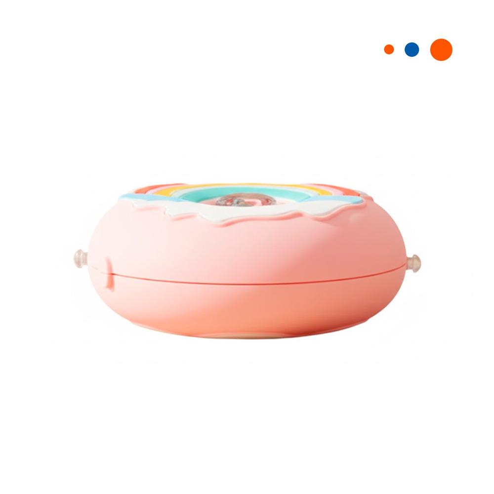Recipiente Circular Dona 14x5cm Rosado Arcoiris Para Bebidas Frias y Calientes Y Regalo Sticker