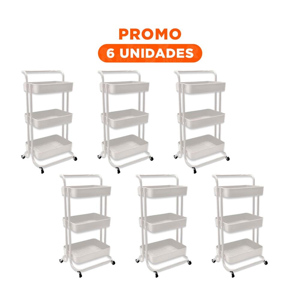 Pack6 Sistema de Orden con Tres Niveles y Ruedas para el Hogar