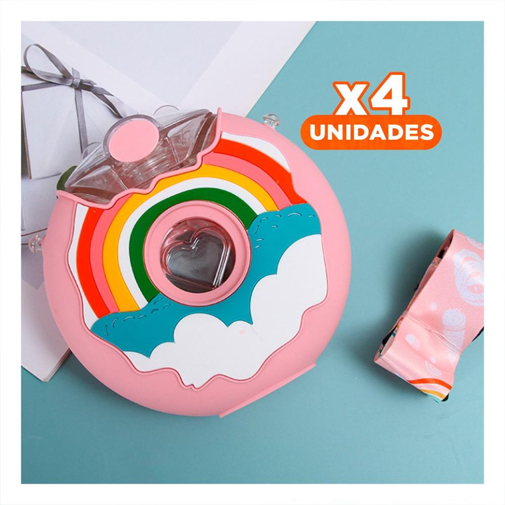 Pack6 Recipiente 14x5cm Circular Dona Rosado Arcoiris Para Bebidas Y Papel Regalo