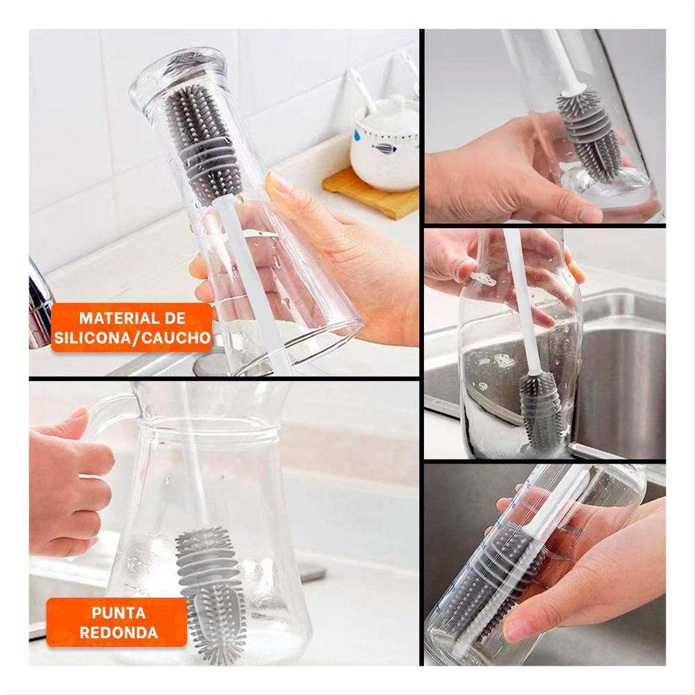 Herramienta de Silicona Blanca para Limpiar Botellas en Cocina Hogar Casa Peru Y Ligas Regalo