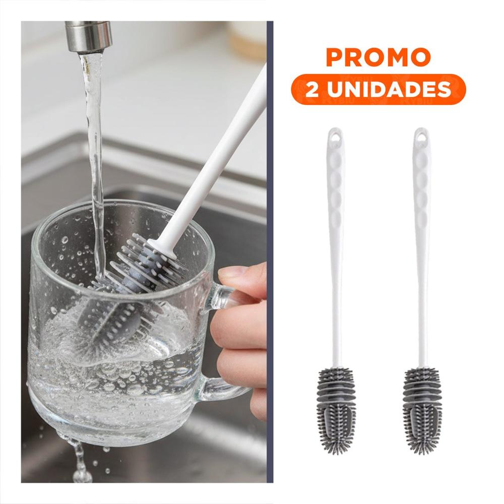 Pack2 Cepillo Practico de Silicona Blanco para Limpiar Botellas en Casa Y Regalo Sticker