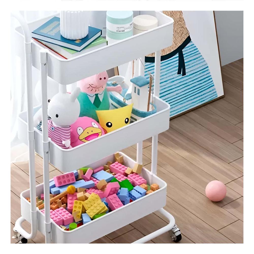 Mueble Auxiliar con Tres Niveles y Ruedas para Espacios Practicos Y notas