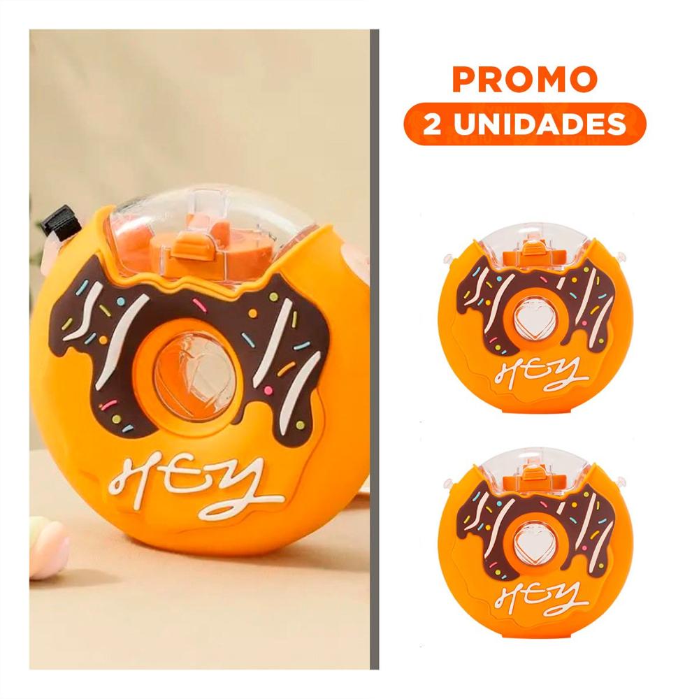 Pack2 Botella Redonda Dona 14x5cm Amarillo Para Cocina Y Viaje Y Regalo Sticker