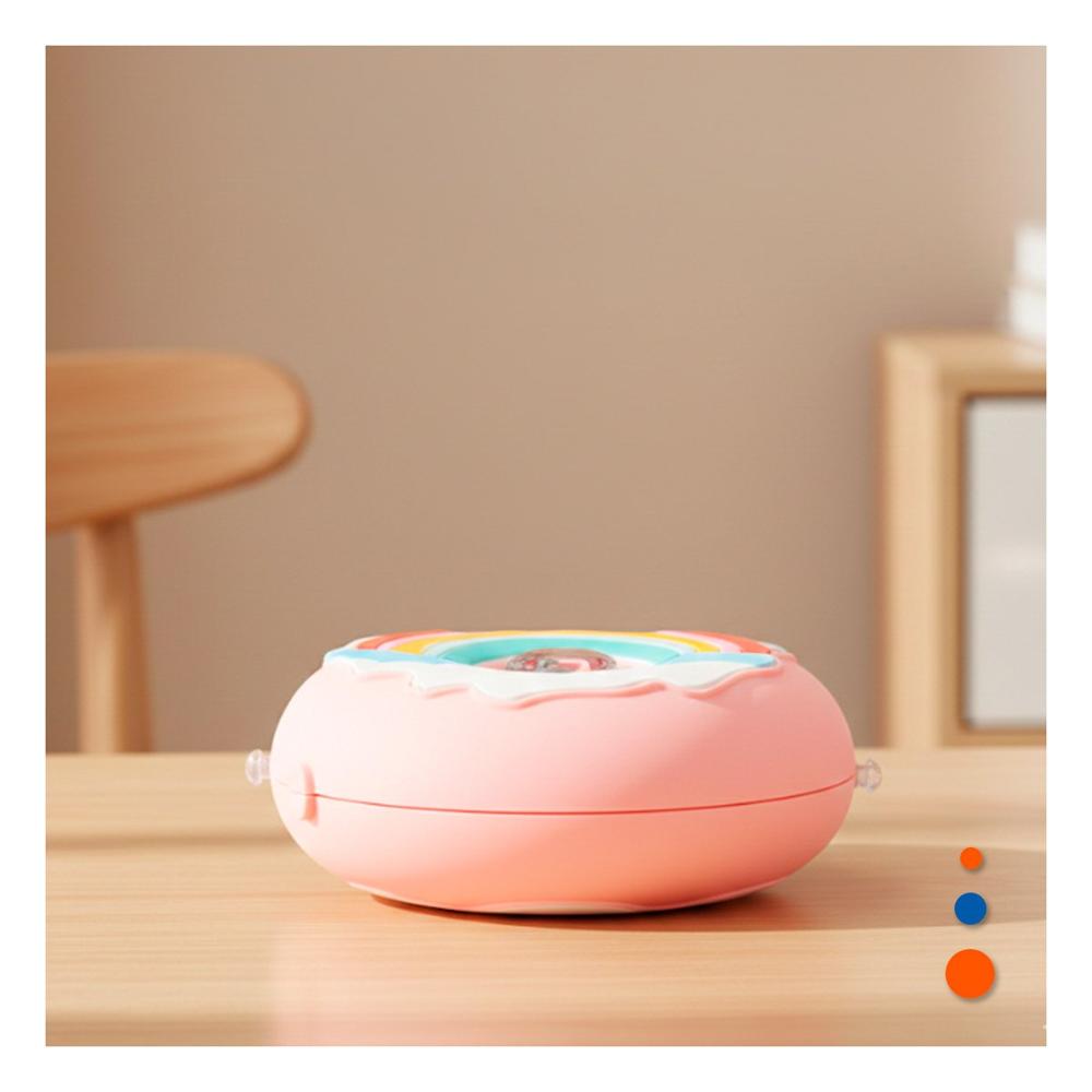 Envase Circular Dona 14x5cm Rosado Arcoiris Para Uso Diario en Casa Y Papel Regalo