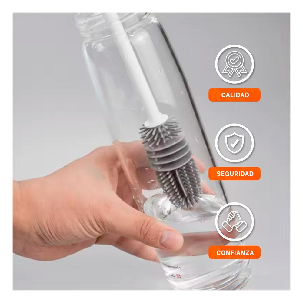 Escobilla de Silicona Blanca para Limpiar Botellas en Cocina Hogar