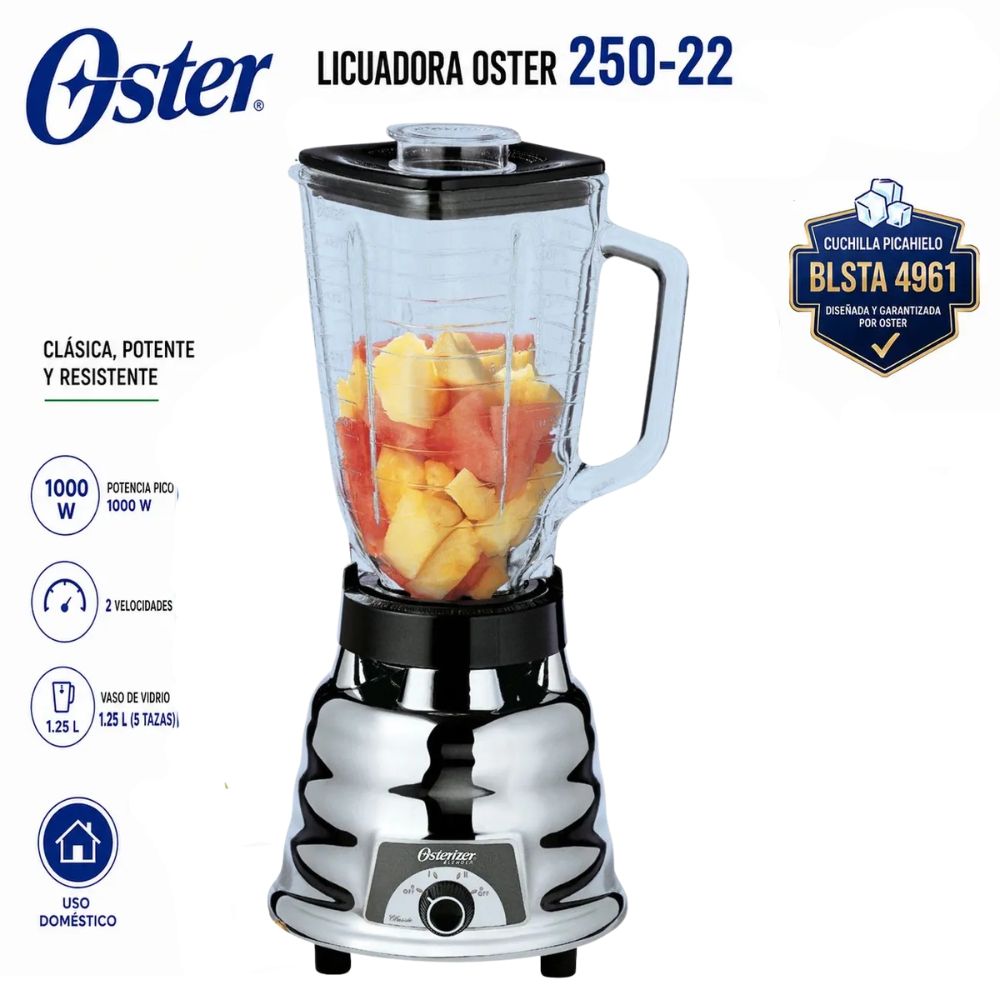 Licuadora Oster 1.25L 1000 Wtts  2 velocidades 250-022-053  CROMADO