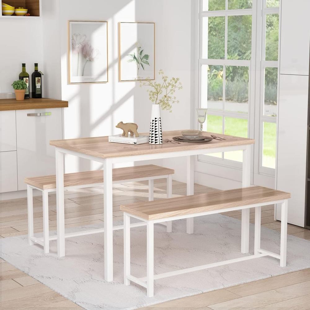 Juego de Comedor Aurora Manzano con Mesa y Bancas Coricha Home